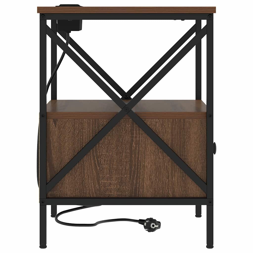 vidaXL Κομοδίνο με συρτάρι 2 pcs Καφέ δρυς 41,5 x 40,5 x 55 εκ.