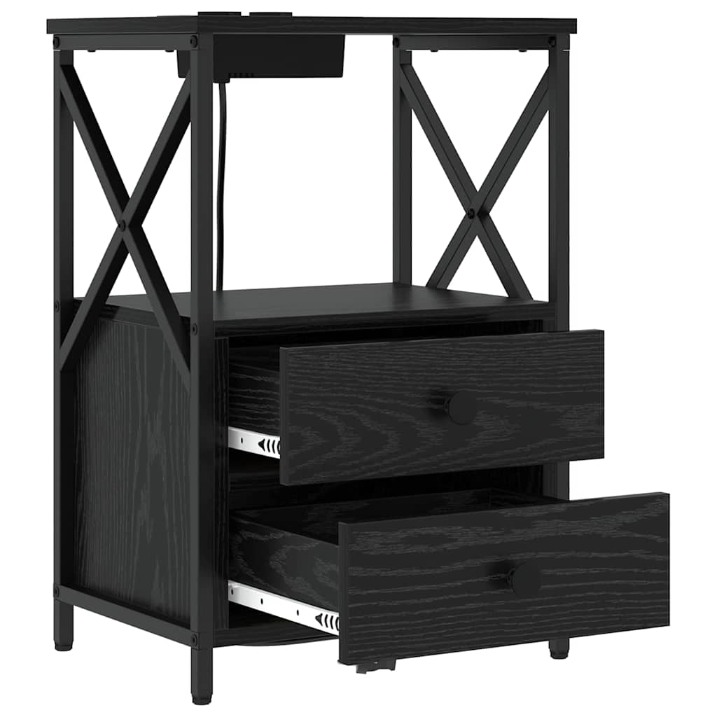 vidaXL Κομοδίνο Μαύρη Οξυά 40 x 31 x 60 εκ. Επεξεργασμένο ξύλο