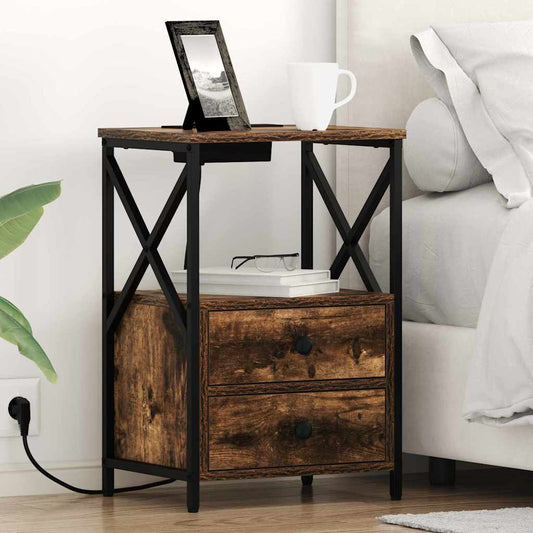 vidaXL Κομοδίνο Καπνιστό Δρύς 40 x 31 x 60 εκ. Επεξεργασμένο Ξύλο