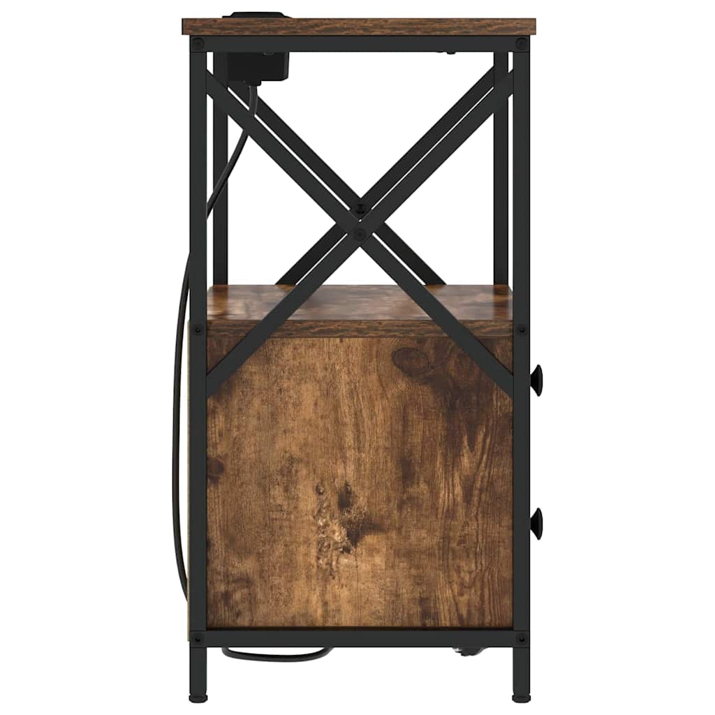 vidaXL Κομοδίνο με συρτάρι 2 pcs Καπνιστό Δρύς 40 x 31 x 60 εκ.