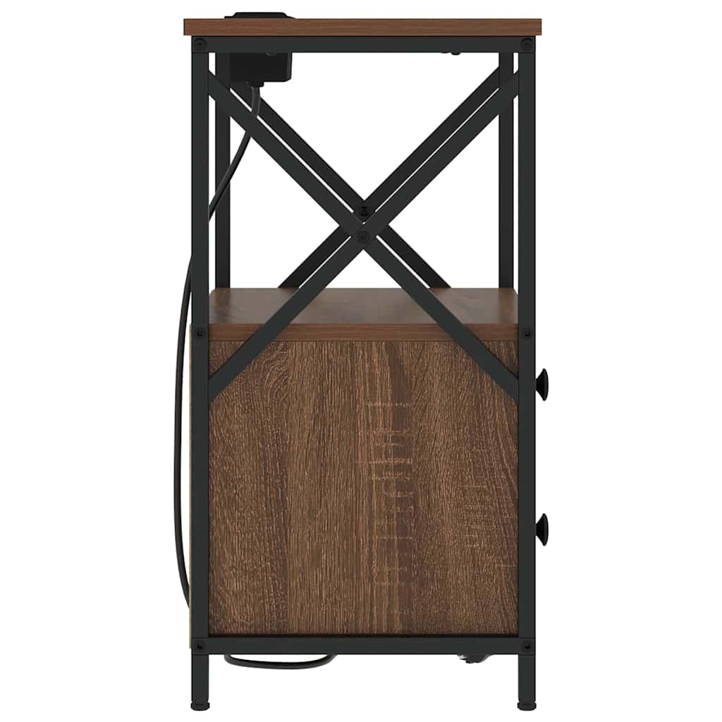 vidaXL Κομοδίνο 2 pcs Καφέ δρυς 40 x 31 x 60 εκ. Επεξεργασμένο ξύλο