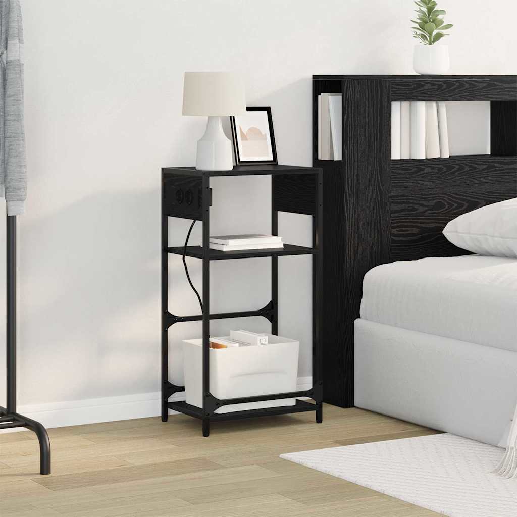 vidaXL Κομοδίνο Μαύρη Οξυά 40 x 27 x 76 εκ Επεξεργασμένο ξύλο