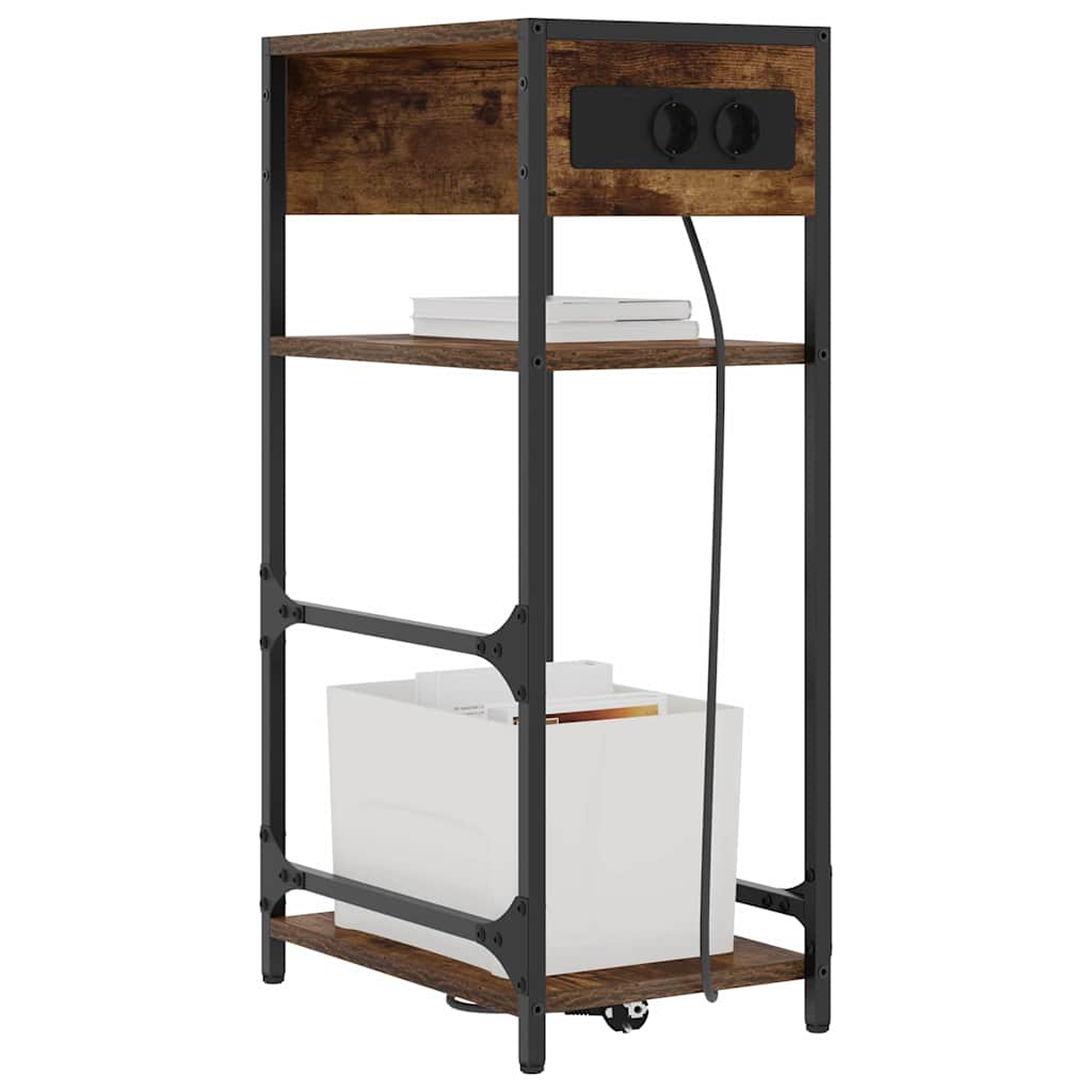 vidaXL Κομοδίνο Καπνιστό Δρύς 40 x 27 x 76 εκ Επεξεργασμένο ξύλο