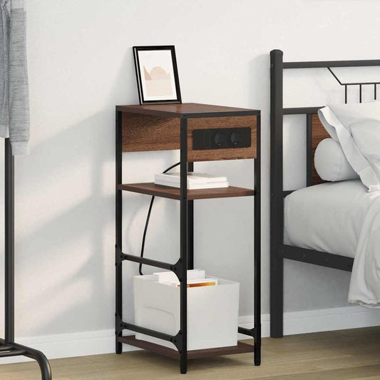 vidaXL Κομοδίνο Καφέ δρυς 40 x 27 x 76 εκ Επεξεργασμένο ξύλο