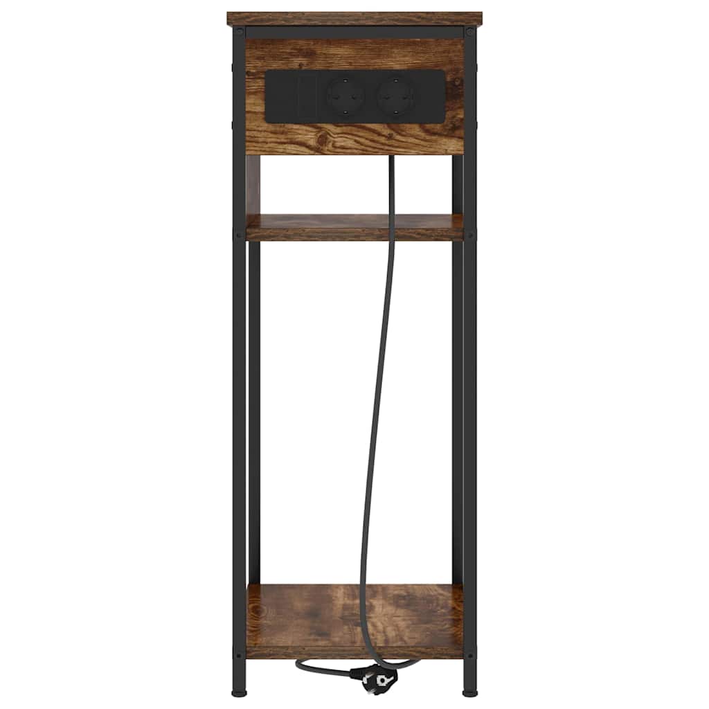 vidaXL Κομοδίνο Καπνιστό Δρύς 41 x 28 x 76 εκ. Επεξεργασμένο ξύλο