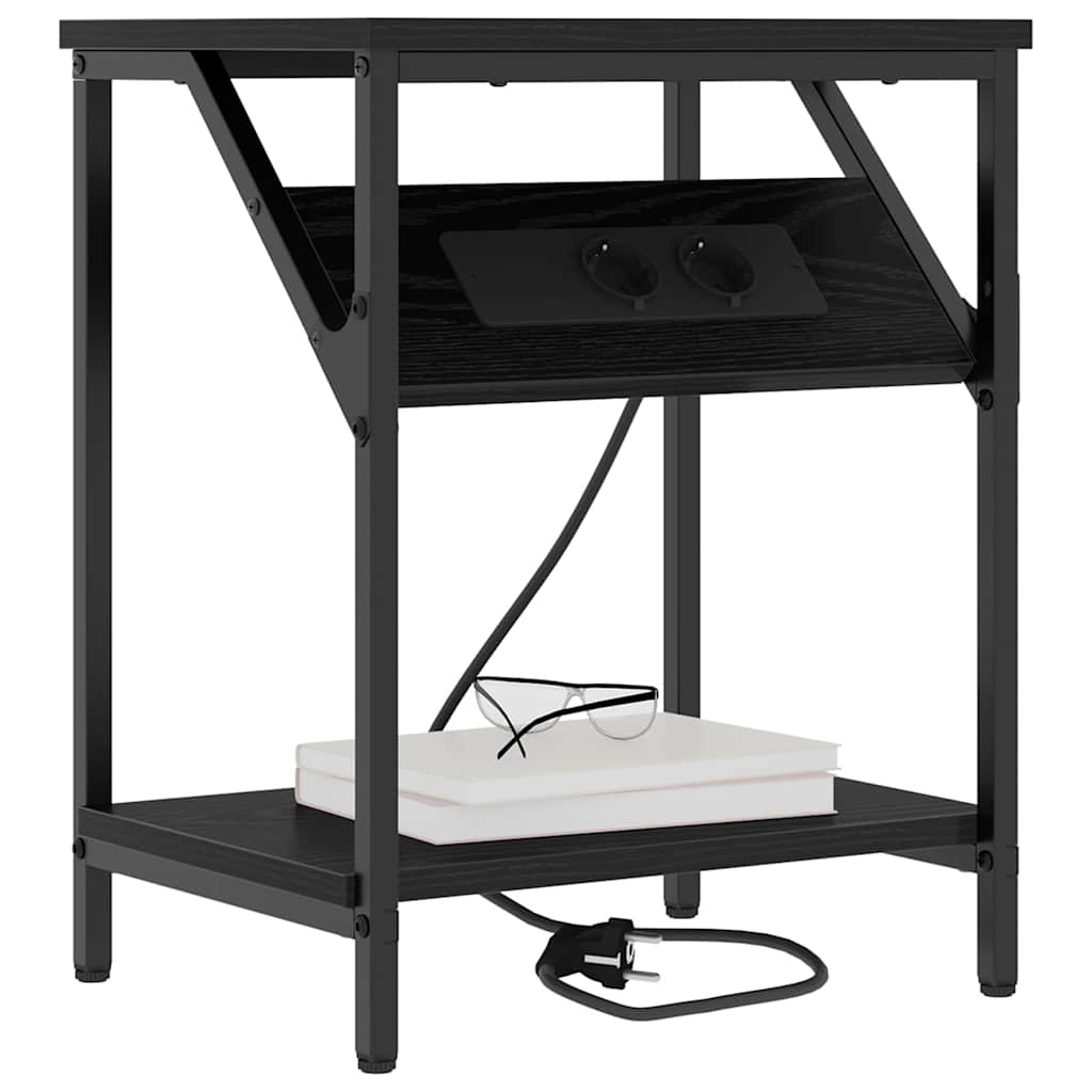 vidaXL Κομοδίνο Μαύρη Οξυά 38 x 30 x 48 εκ. Επεξεργασμένο ξύλο