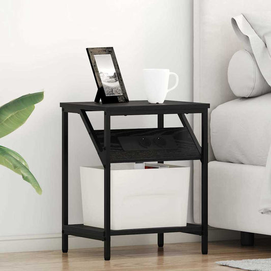 vidaXL Κομοδίνο 2 pcs Μαύρη Οξυά 38 x 30 x 48 εκ. Επεξεργασμένο ξύλο