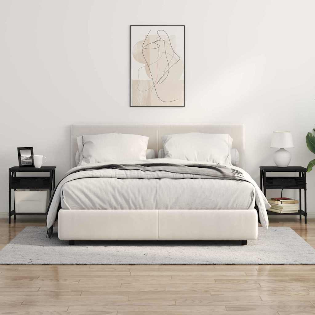 vidaXL Κομοδίνο 2 pcs Μαύρη Οξυά 38 x 30 x 48 εκ. Επεξεργασμένο ξύλο