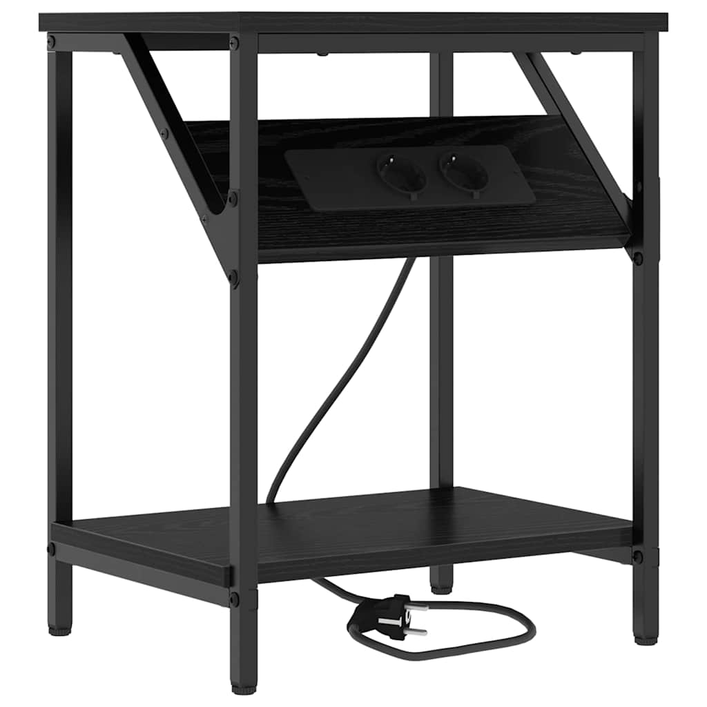 vidaXL Κομοδίνο 2 pcs Μαύρη Οξυά 38 x 30 x 48 εκ. Επεξεργασμένο ξύλο