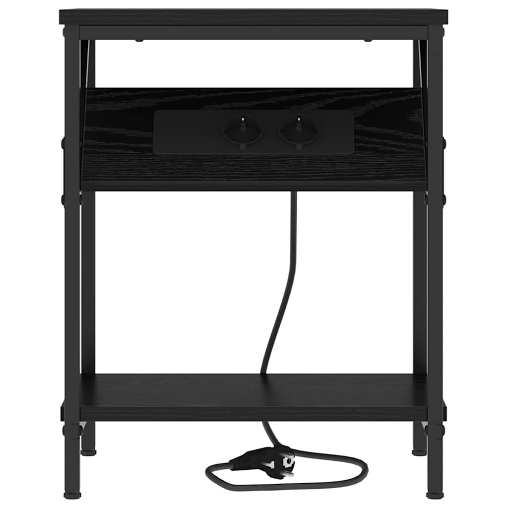 vidaXL Κομοδίνο 2 pcs Μαύρη Οξυά 38 x 30 x 48 εκ. Επεξεργασμένο ξύλο