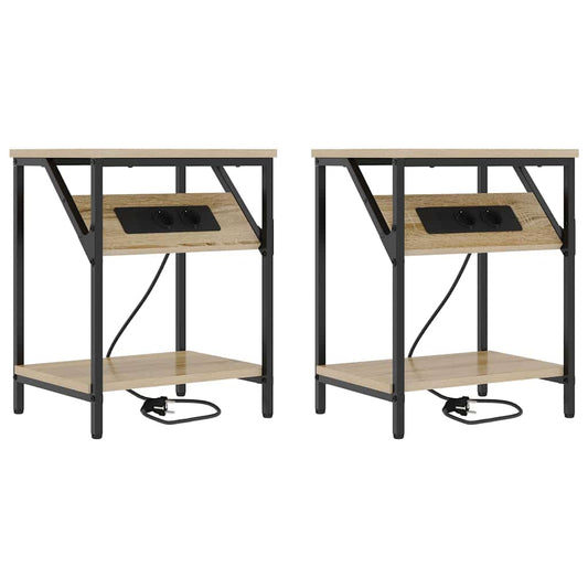 vidaXL Κομοδίνο 2 pcs Δρύς Sonoma 38 x 30 x 48 εκ. Επεξεργασμένο ξύλο