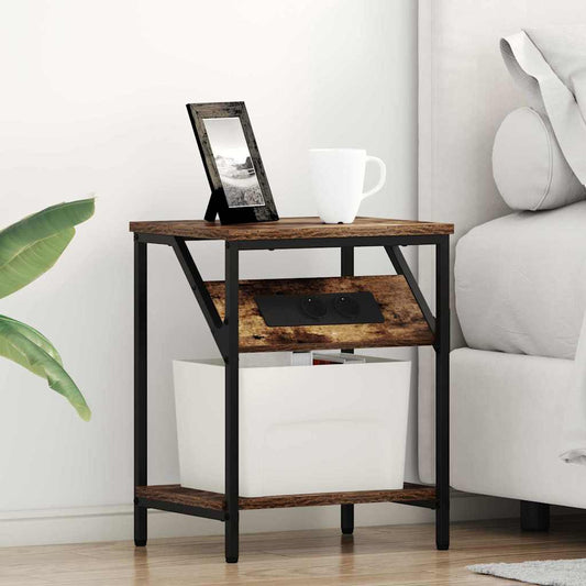 vidaXL Κομοδίνο Καπνιστό Δρύς 38 x 30 x 48 εκ. Επεξεργασμένο ξύλο