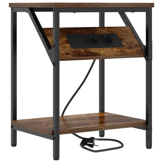 vidaXL Κομοδίνο Καπνιστό Δρύς 38 x 30 x 48 εκ. Επεξεργασμένο ξύλο