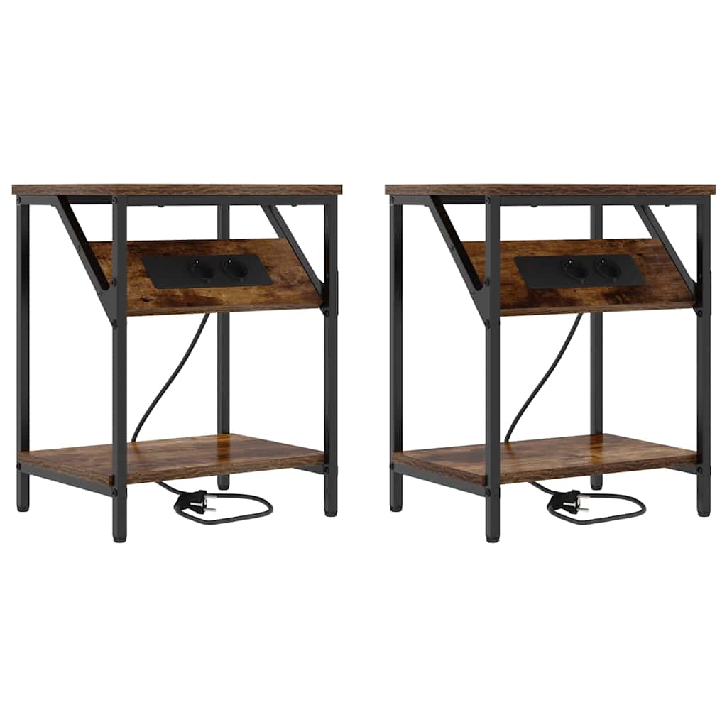 vidaXL Κομοδίνο 2 pcs Καπνιστό Δρύς 38 x 30 x 48 εκ.