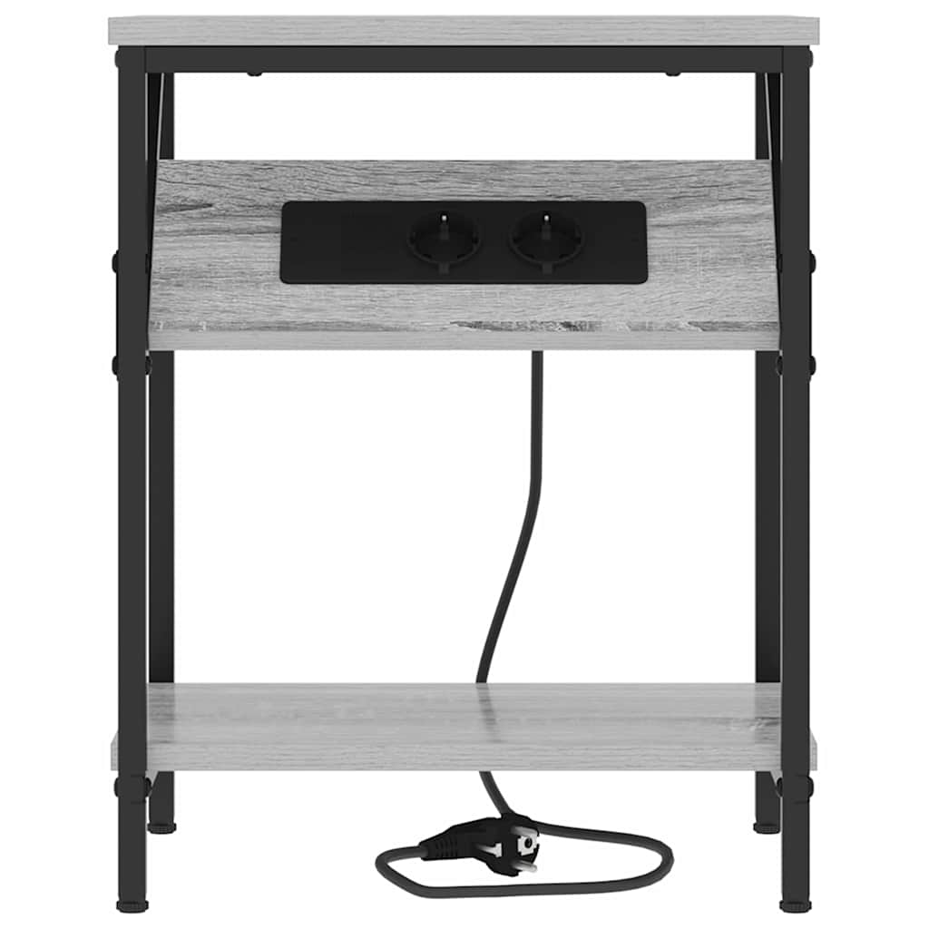 vidaXL Κομοδίνο Γκρίζο Σονομα 38 x 30 x 48 εκ. Επεξεργασμένο ξύλο