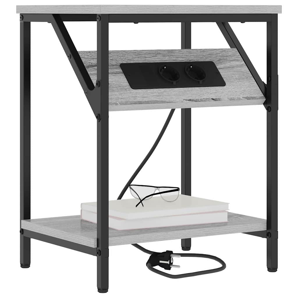 vidaXL Κομοδίνο Γκρίζο Σονομα 38 x 30 x 48 εκ. Επεξεργασμένο ξύλο