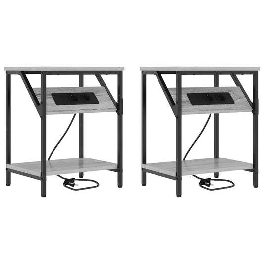 vidaXL Κομοδίνο 2 pcs Γκρίζο Σονομα 38 x 30 x 48 εκ.