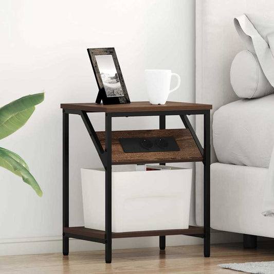 vidaXL Κομοδίνο 2 pcs Καφέ δρυς 38 x 30 x 48 εκ. Επεξεργασμένο ξύλο