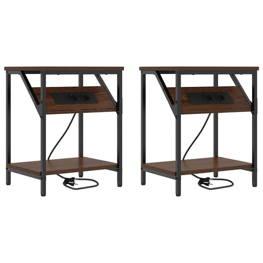vidaXL Κομοδίνο 2 pcs Καφέ δρυς 38 x 30 x 48 εκ. Επεξεργασμένο ξύλο