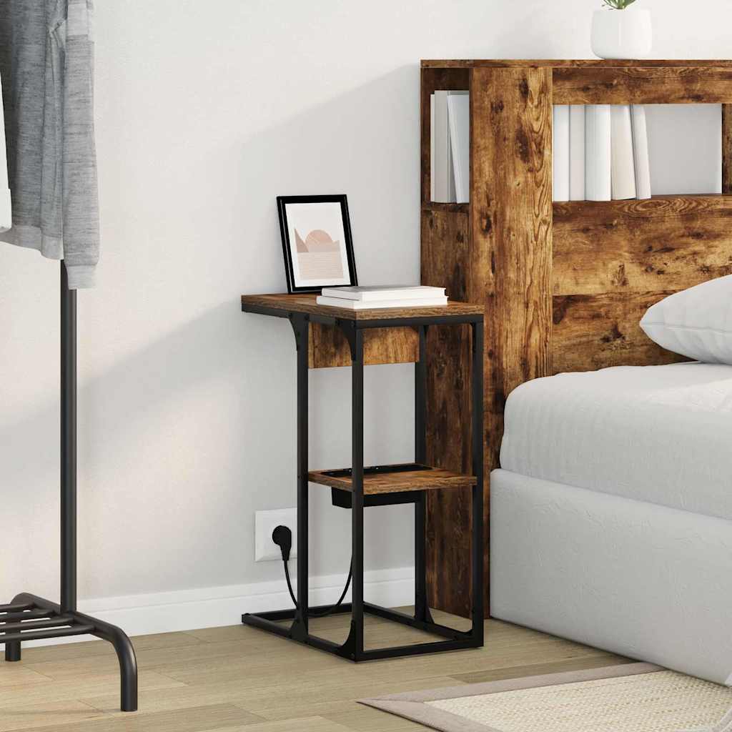 vidaXL Κομοδίνο Καπνιστό Δρύς 41,5 x 26 x 60,5 εκ Επεξεργασμένο ξύλο