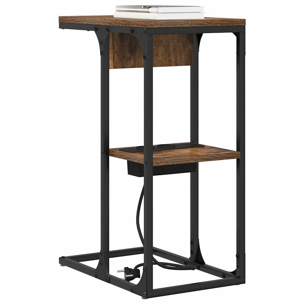 vidaXL Κομοδίνο Καπνιστό Δρύς 41,5 x 26 x 60,5 εκ Επεξεργασμένο ξύλο