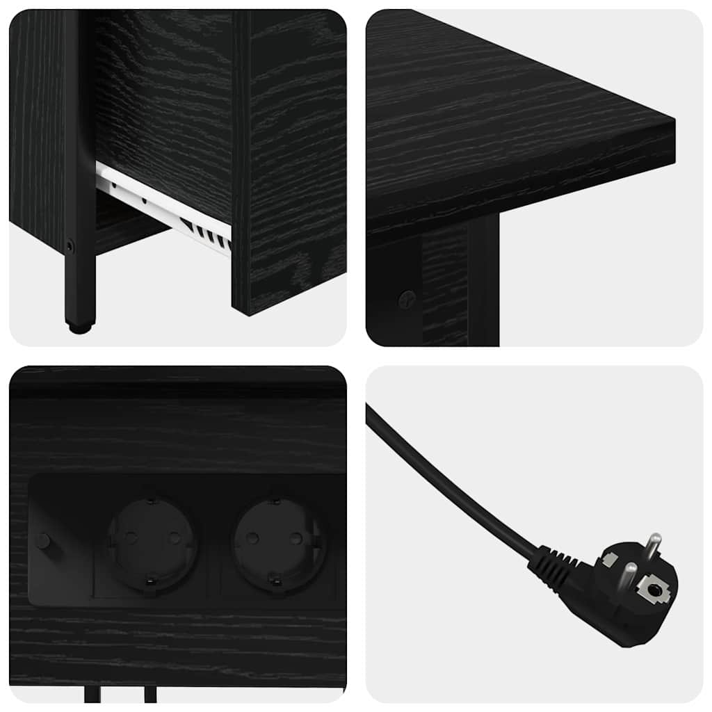 vidaXL Κομοδίνο Μαύρη Οξυά 60 x 30 x 61 εκ Επεξεργασμένο ξύλο