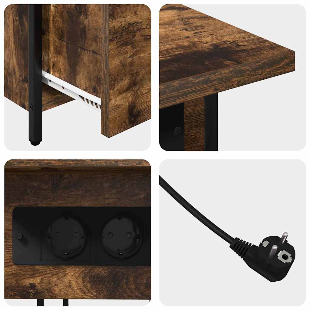 vidaXL Κομοδίνο Καπνιστό Δρύς 60 x 30 x 61 εκ Επεξεργασμένο ξύλο