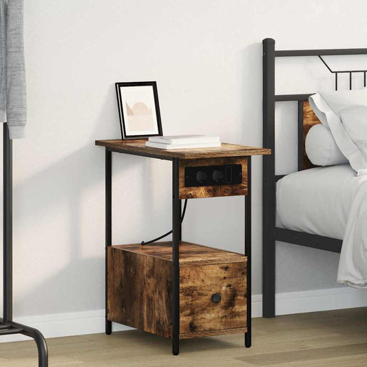 vidaXL Κομοδίνο Καπνιστό Δρύς 60 x 30 x 61 εκ Επεξεργασμένο ξύλο