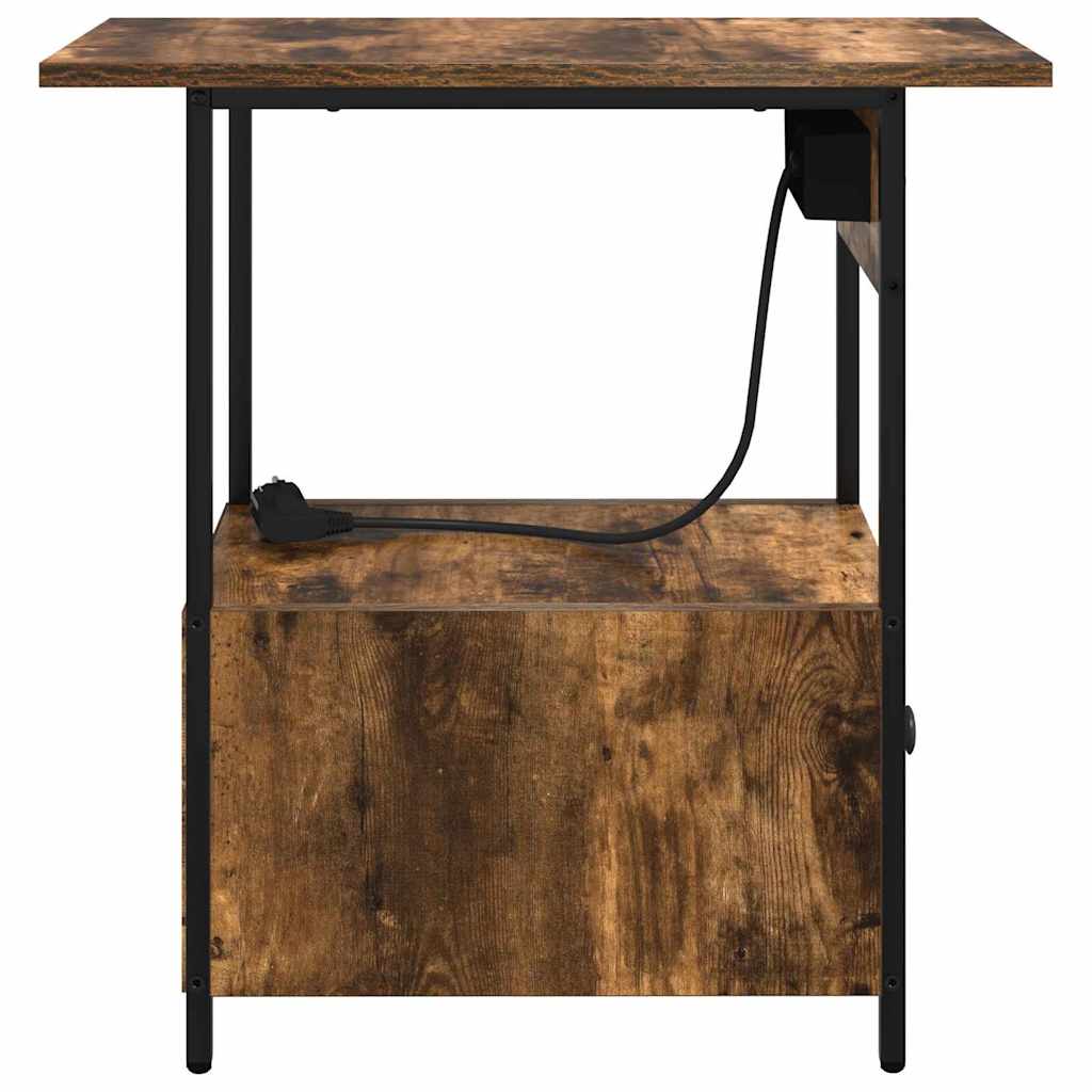 vidaXL Κομοδίνο Καπνιστό Δρύς 60 x 30 x 61 εκ Επεξεργασμένο ξύλο