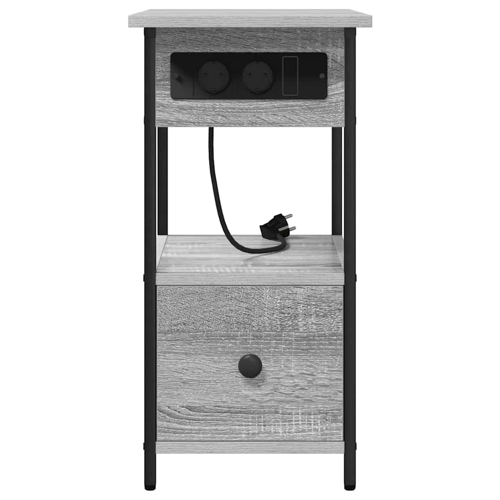 vidaXL Κομοδίνο Γκρίζο Σονομα 60 x 30 x 61 εκ Επεξεργασμένο ξύλο