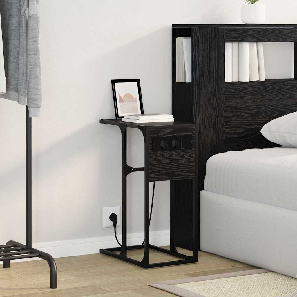 vidaXL Κομοδίνο Μαύρη Οξυά 41,5 x 26 x 60,5 εκ Επεξεργασμένο ξύλο