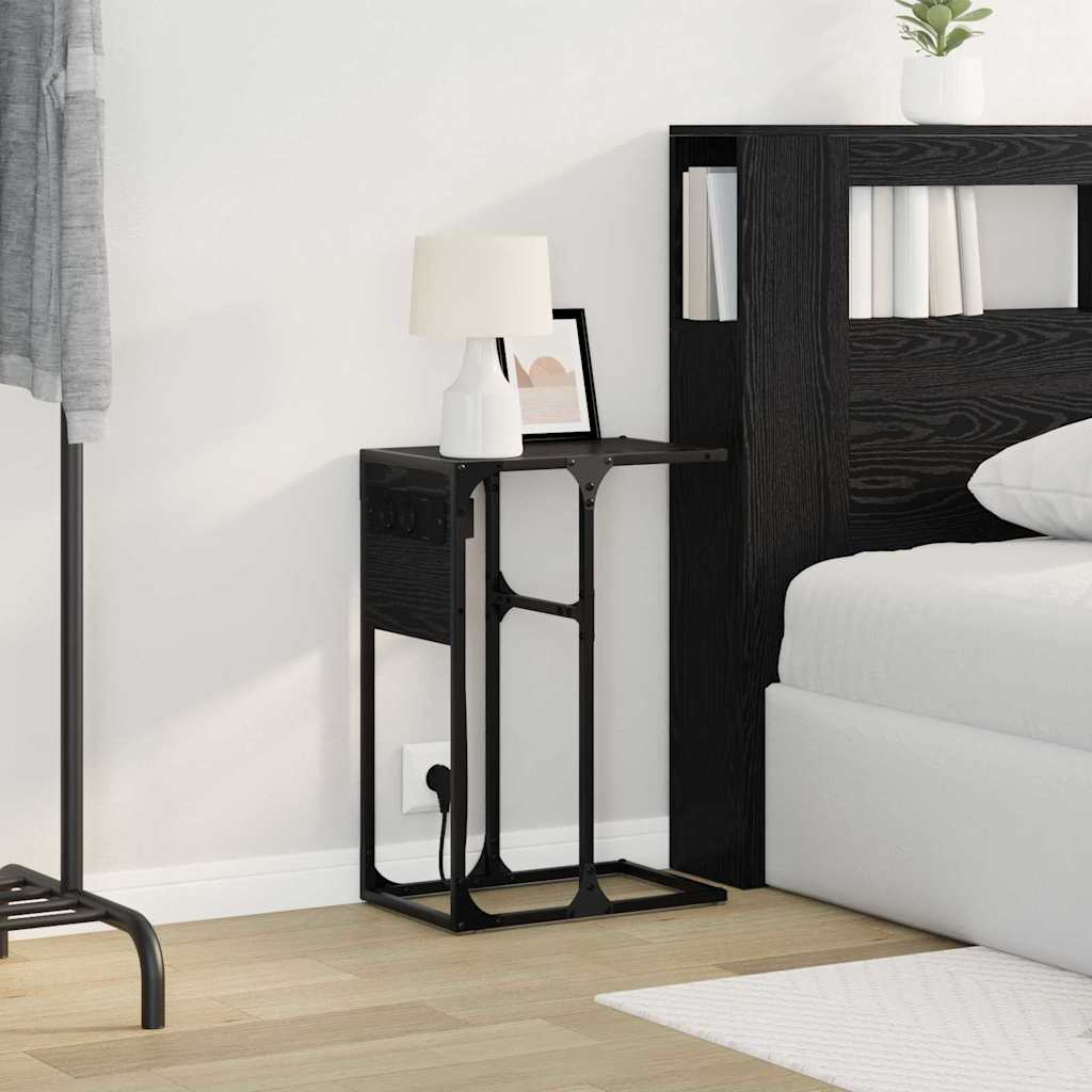 vidaXL Κομοδίνο Μαύρη Οξυά 41,5 x 26 x 60,5 εκ Επεξεργασμένο ξύλο