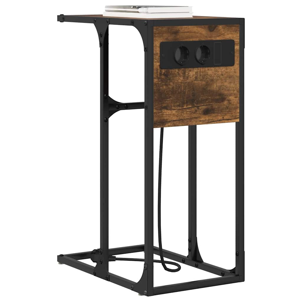 vidaXL Κομοδίνο Καπνιστό Δρύς 41,5 x 26 x 60,5 εκ Επεξεργασμένο ξύλο