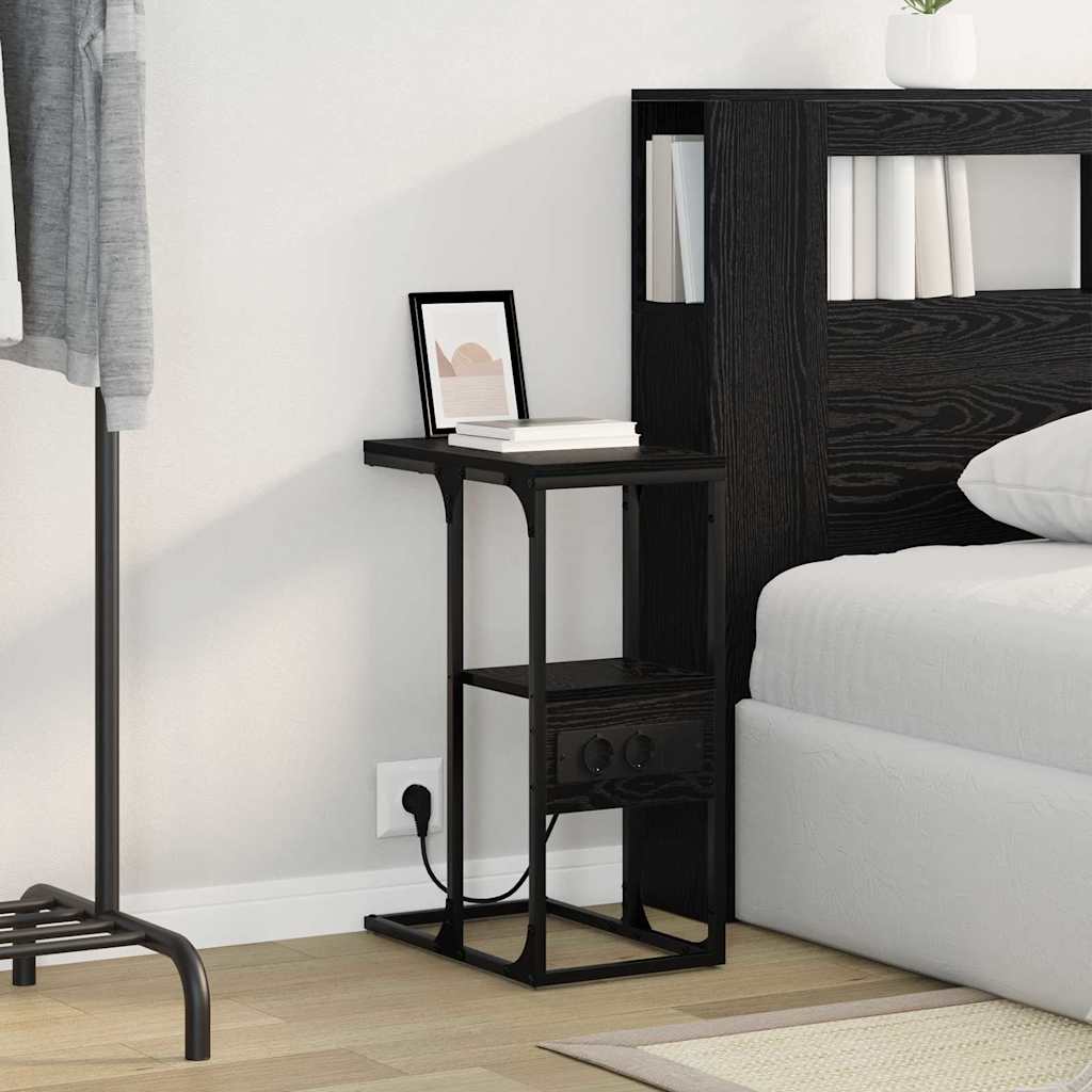 vidaXL Κομοδίνο Μαύρη Οξυά 41,5 x 26 x 60,5 εκ Επεξεργασμένο ξύλο