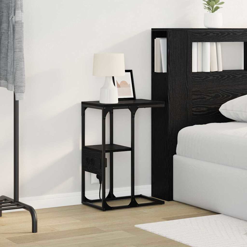 vidaXL Κομοδίνο Μαύρη Οξυά 41,5 x 26 x 60,5 εκ Επεξεργασμένο ξύλο