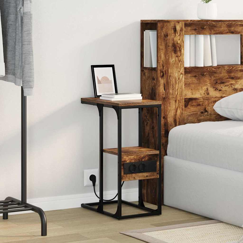 vidaXL Κομοδίνο Καπνιστή δρυς 41.5 x 26 x 60.5 εκ Επεξεργασμένο ξύλο