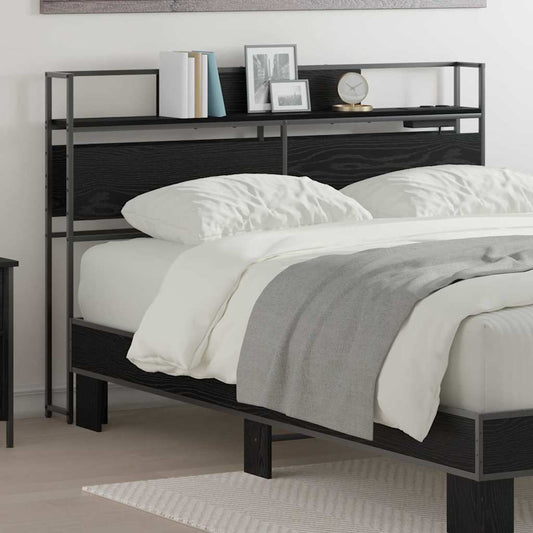 vidaXL Κεφαλάρι Αποθήκης με ράφι Μαύρη δρυς 120 cm Επεξεργασμένο ξύλο