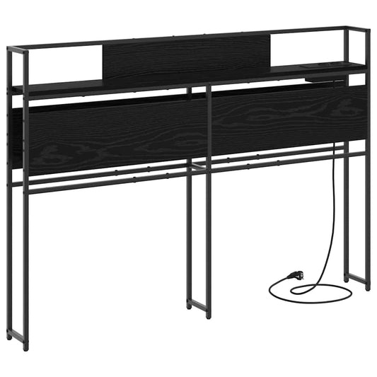 vidaXL Κεφαλάρι Αποθήκης με ράφι Μαύρη δρυς 120 cm Επεξεργασμένο ξύλο