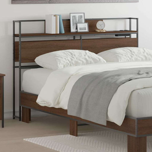 vidaXL Κεφαλάρι Αποθήκης με ράφι Καφέ δρυς 135 cm Επεξεργασμένο ξύλο