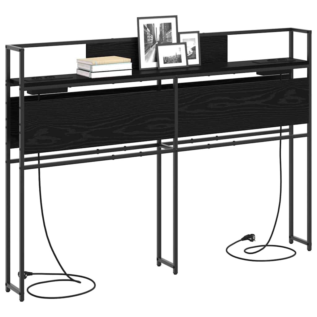 vidaXL Κεφαλάρι Αποθήκης με ράφι Μαύρη δρυς 140 cm Επεξεργασμένο ξύλο