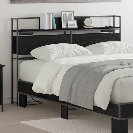 vidaXL Κεφαλάρι Αποθήκης με ράφι Μαύρη δρυς 160 cm Επεξεργασμένο ξύλο