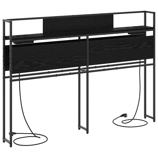 vidaXL Κεφαλάρι Αποθήκης με ράφι Μαύρη δρυς 160 cm Επεξεργασμένο ξύλο