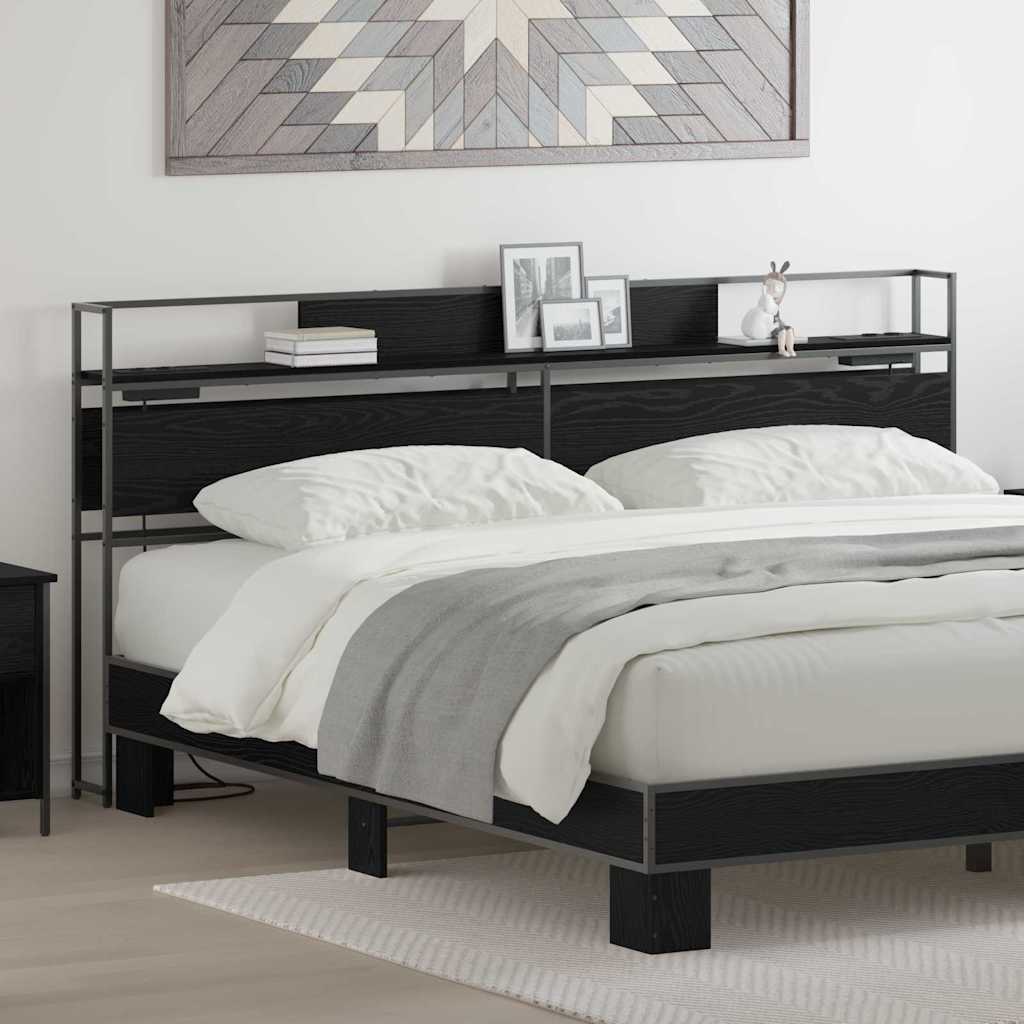 vidaXL Κεφαλάρι Αποθήκης με ράφι Μαύρη δρυς 180 cm Επεξεργασμένο ξύλο