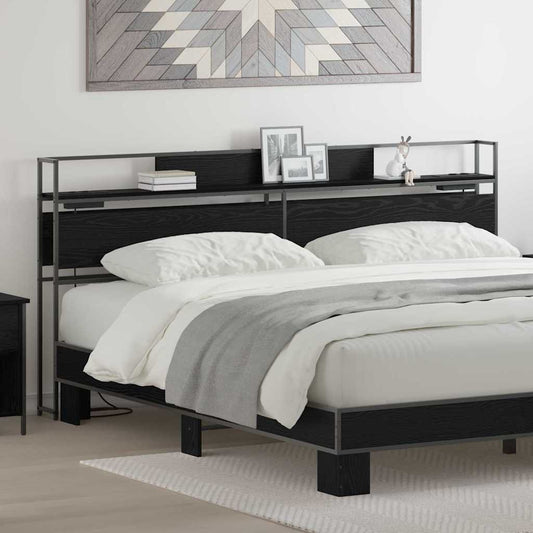 vidaXL Κεφαλάρι Αποθήκης με ράφι Μαύρη δρυς 180 cm Επεξεργασμένο ξύλο