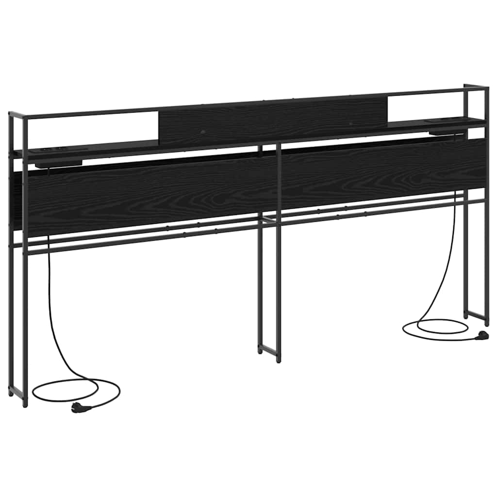 vidaXL Κεφαλάρι Αποθήκης με ράφι Μαύρη δρυς 180 cm Επεξεργασμένο ξύλο