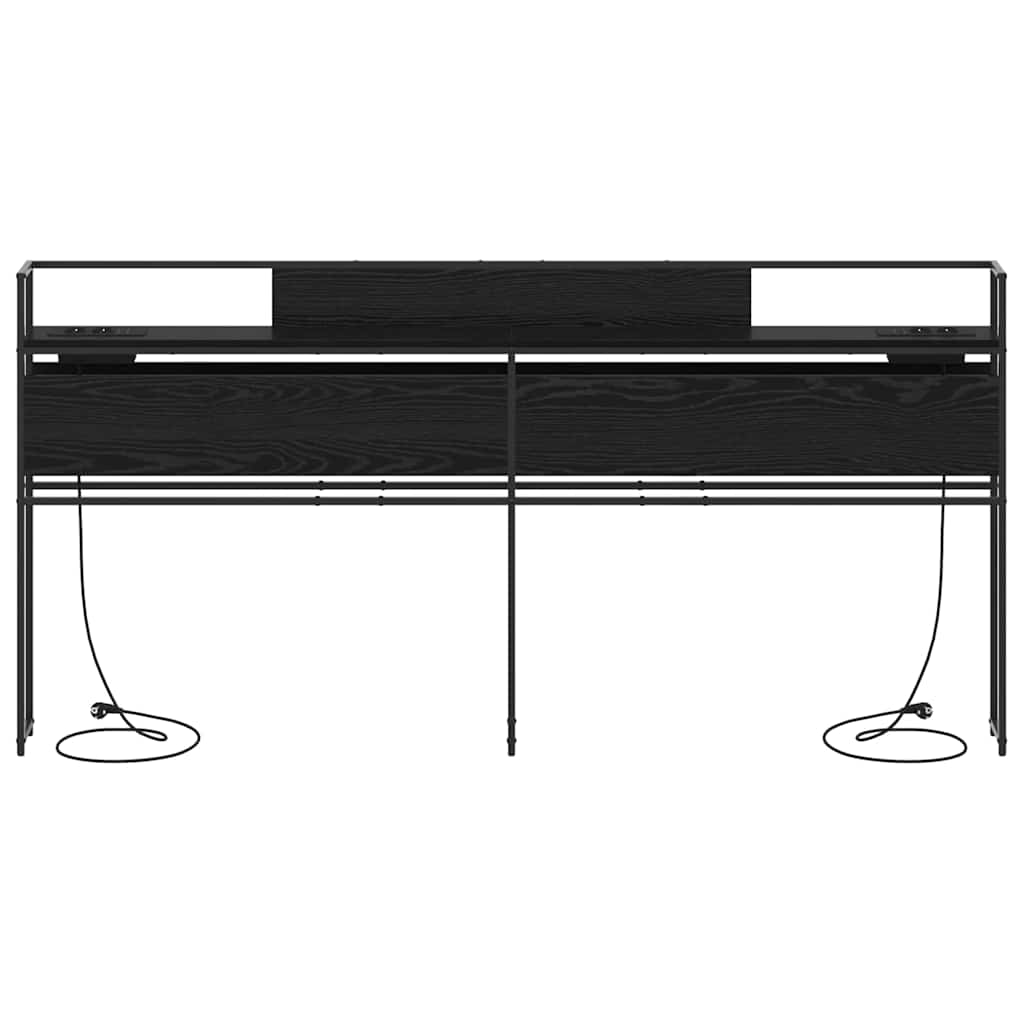 vidaXL Κεφαλάρι Αποθήκης με ράφι Μαύρη δρυς 180 cm Επεξεργασμένο ξύλο