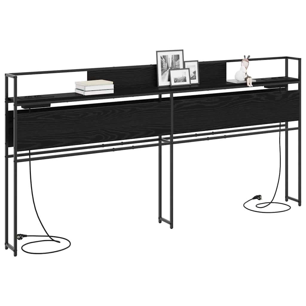 vidaXL Κεφαλάρι Αποθήκης με ράφι Μαύρη δρυς 180 cm Επεξεργασμένο ξύλο