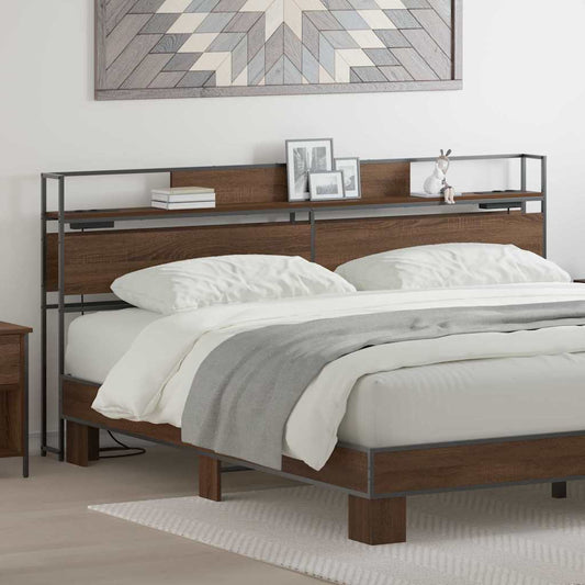 vidaXL Κεφαλάρι Αποθήκης με ράφι Καφέ δρυς 180 cm Επεξεργασμένο ξύλο