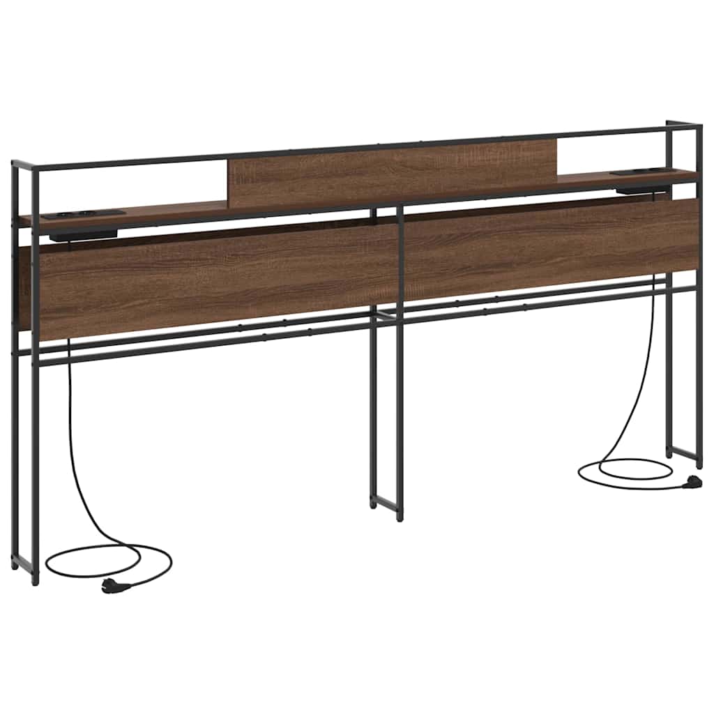 vidaXL Κεφαλάρι Αποθήκης με ράφι Καφέ δρυς 200 cm Επεξεργασμένο ξύλο