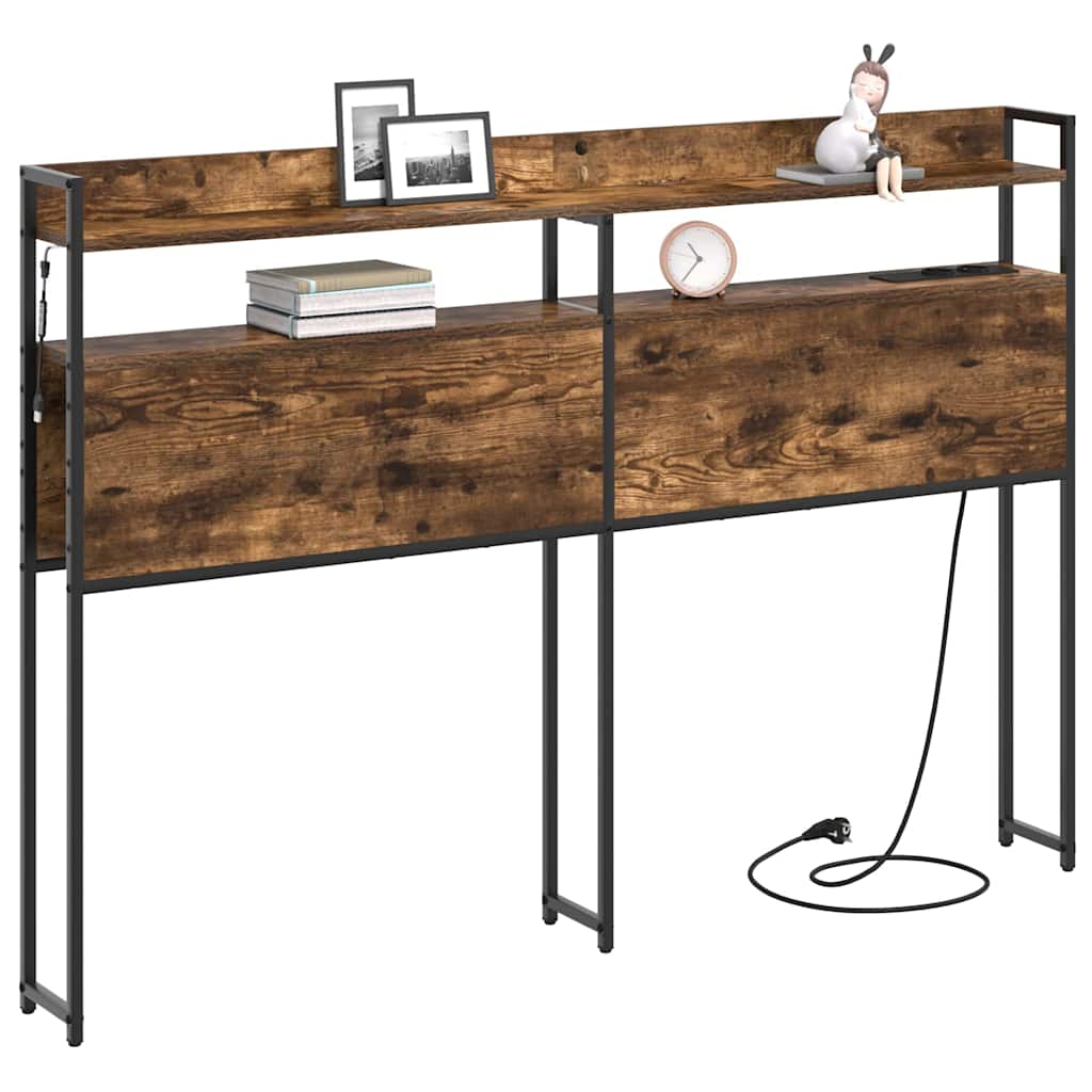 vidaXL Κεφαλάρι με ράφι Καπνιστή δρυς 120 cm Επεξεργασμένο ξύλο